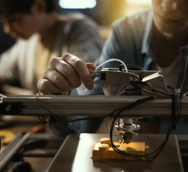 Smart students using a 3D printer